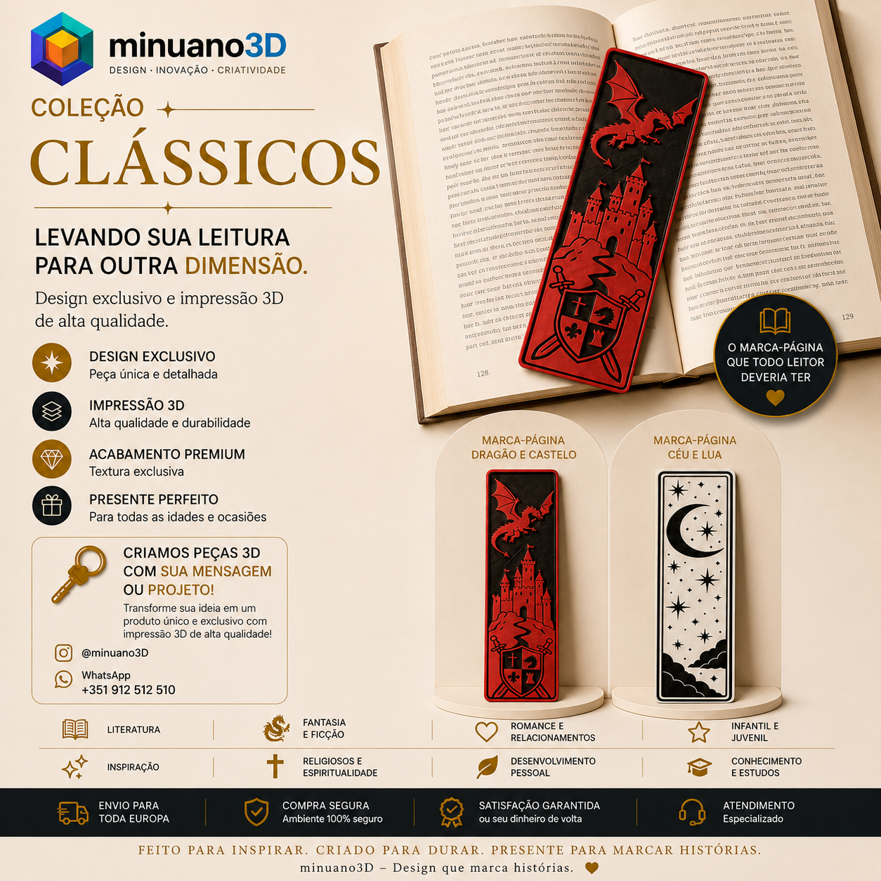 Marca Página Clássico Literários Um Mundo Inteiro em Suas Mãos