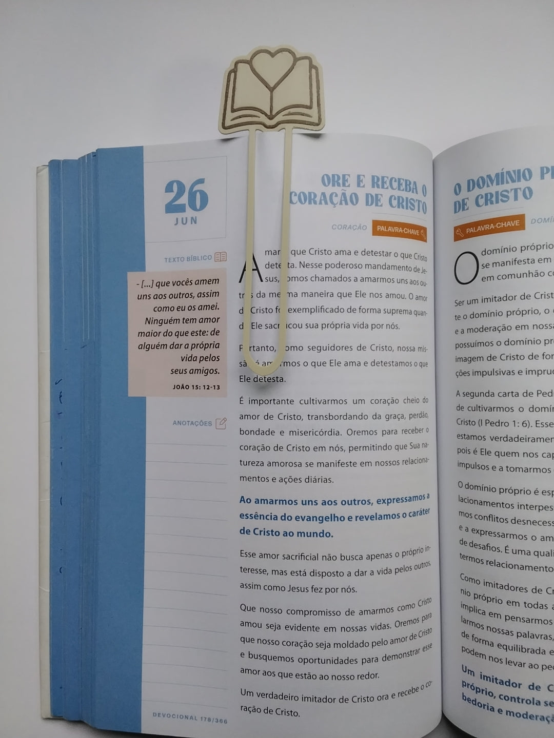 Marca Página 3D Clipe Livro Aberto com Coração