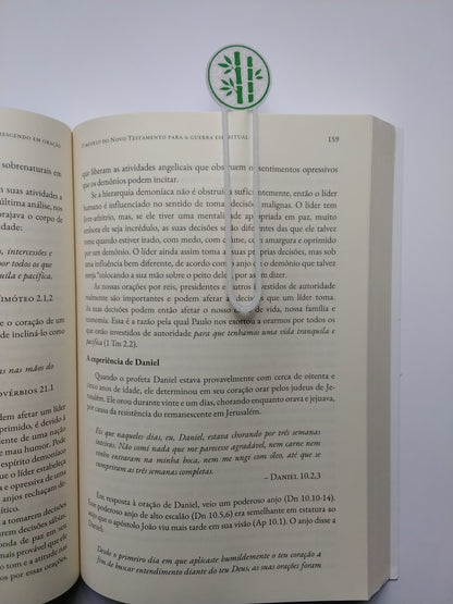 Marca Página 3D Clipe Bambu com Folhas