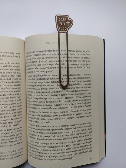 Marca Página 3D Clipe Chavena: Café, Fé e Foco