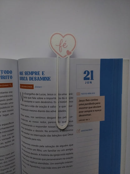 Marca Página 3D Clipe Coração com FÉ