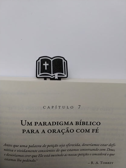 Marca Página 3D Clipe  Bíblia Aberta e Cruz