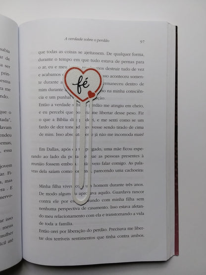 Marca Página 3D Clipe Coração com FÉ