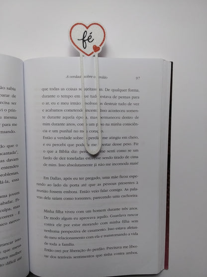 Marca Página 3D Clipe Coração com FÉ