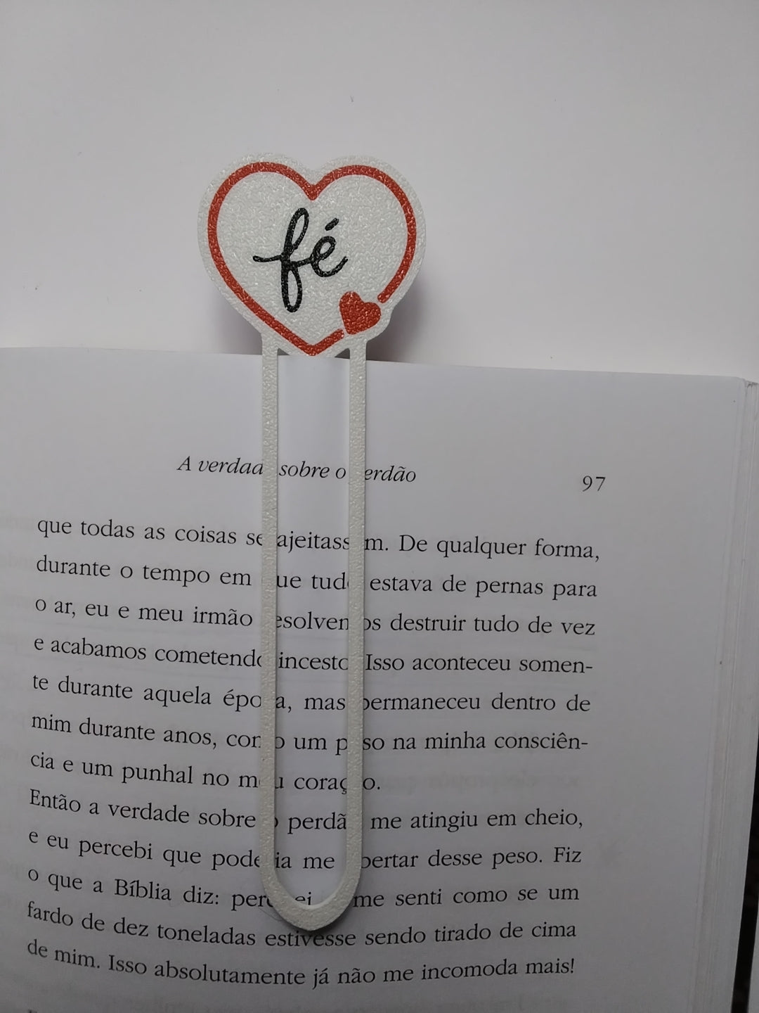 Marca Página 3D Clipe Coração com FÉ