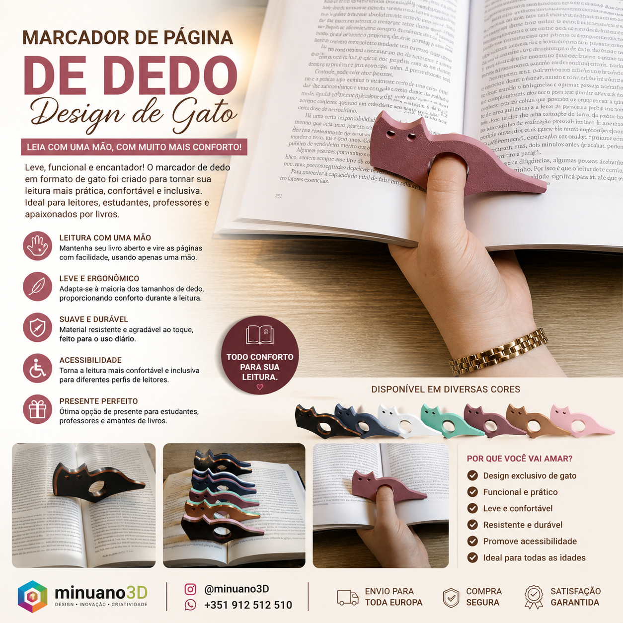 Marcador de Página de Dedo – Leitura com Conforto, Estilo e ACESSIBILIDADE